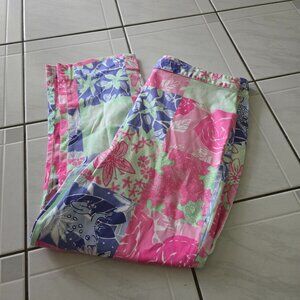 Vintage Lilly Pulitzer Patchwork Cropped Pants Pink Blue 8